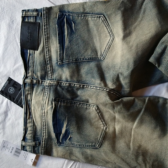 🔥 NEW Reason New York Stone Washed Flexable Denim Skinny Motorcycle Style Jeans - Picture 6 of 7